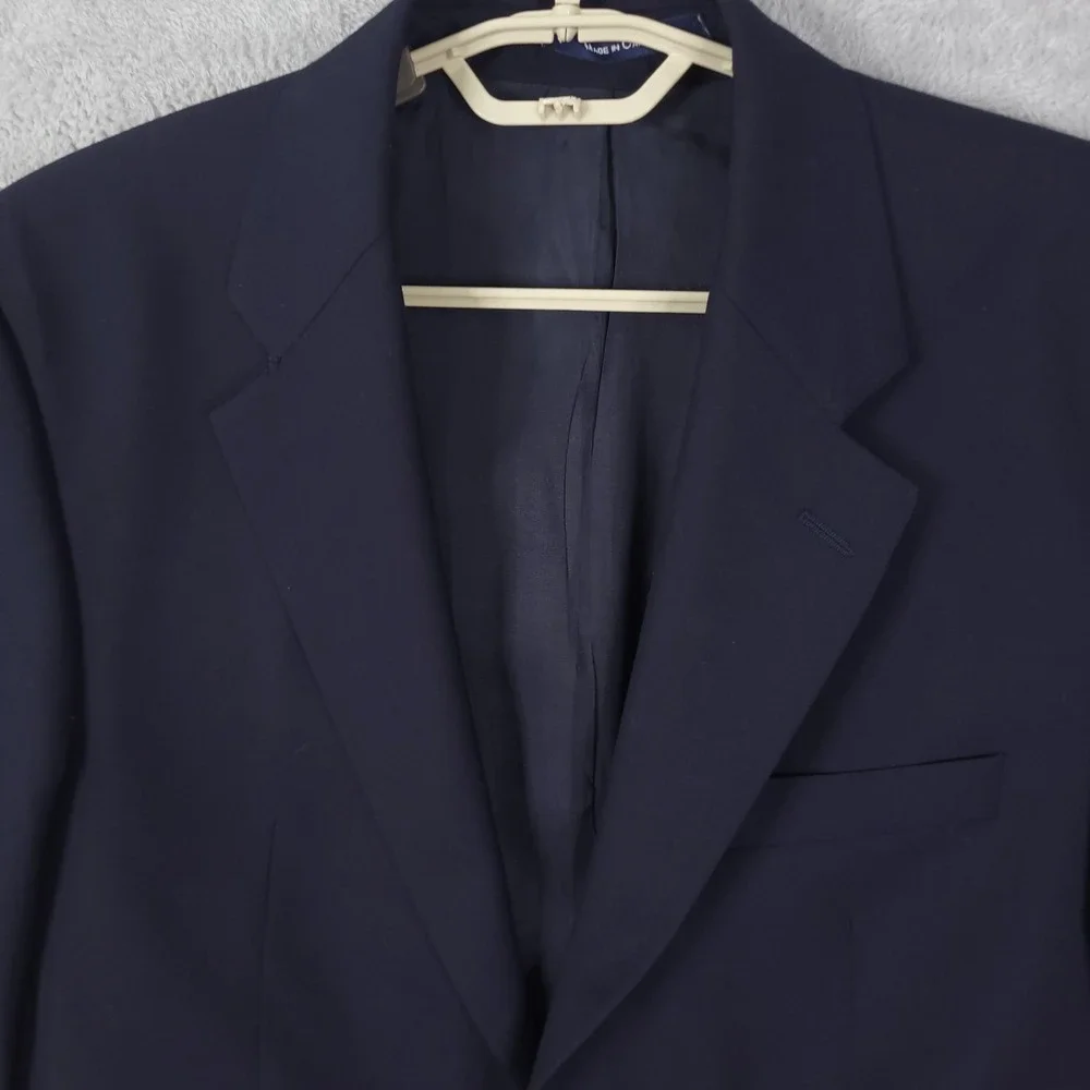 Chaps Ralph Lauren Blazer 100% Wool Gold Button Mens 40 L Sport Coat Jacket Blue